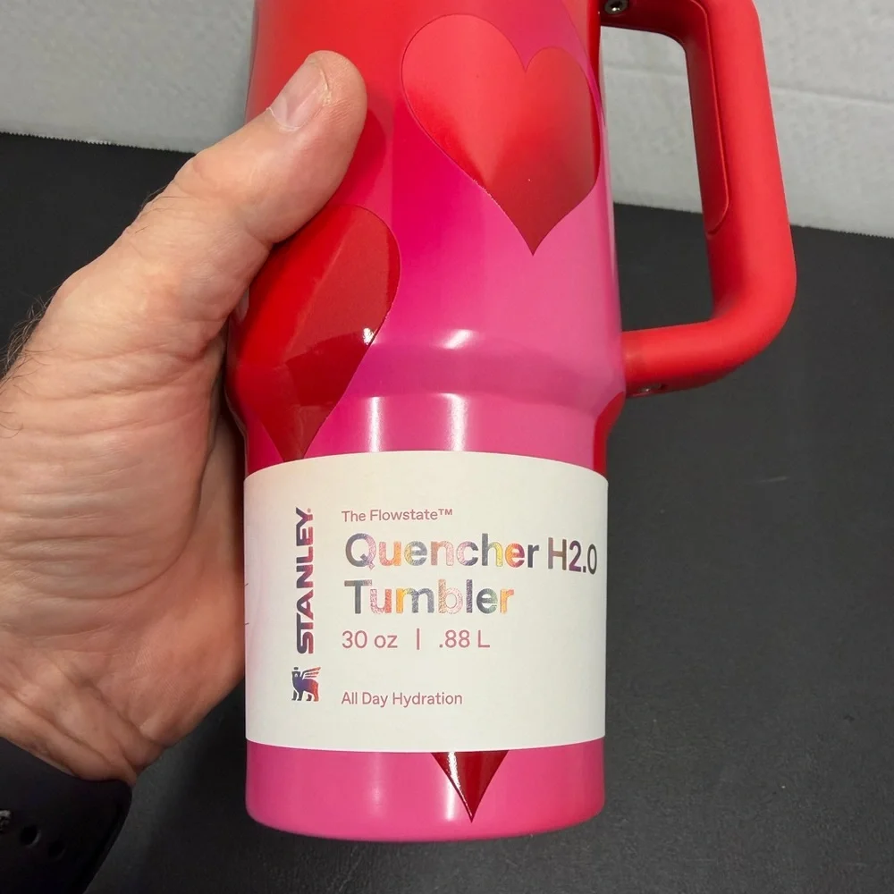Stanley Red and Pink Heart Quencher Tumbler - Picture 2 of 5